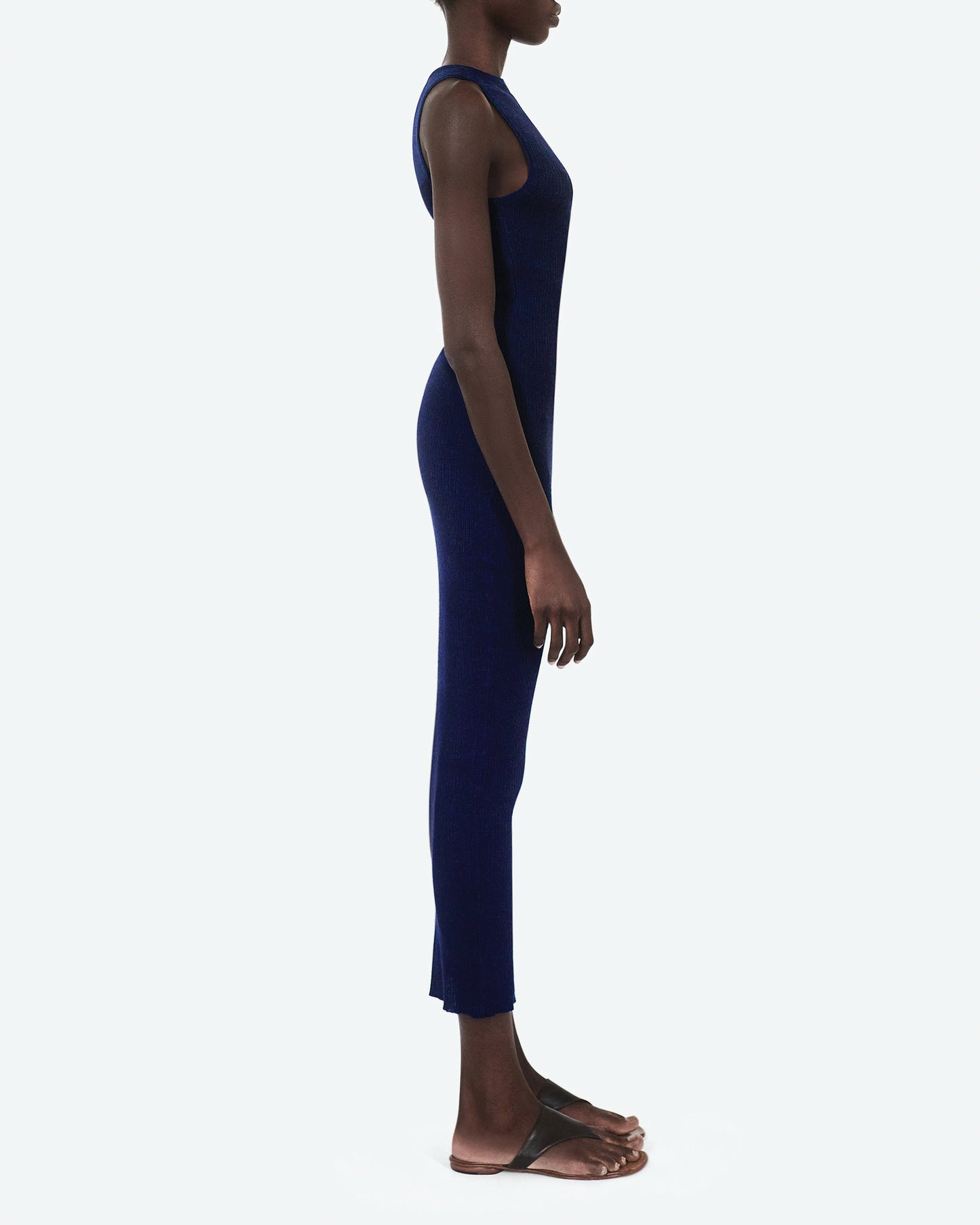 Silk and Cashmere Navy Blue Dress