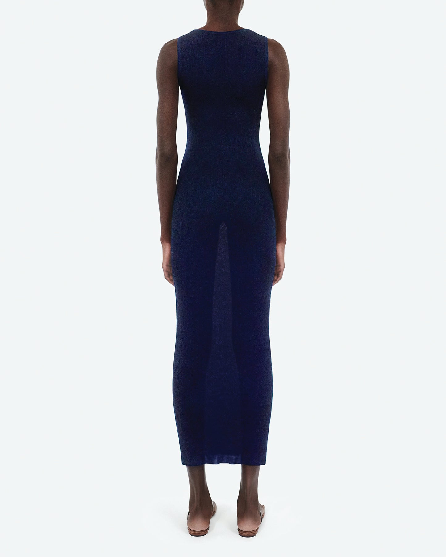 Silk and Cashmere Navy Blue Dress