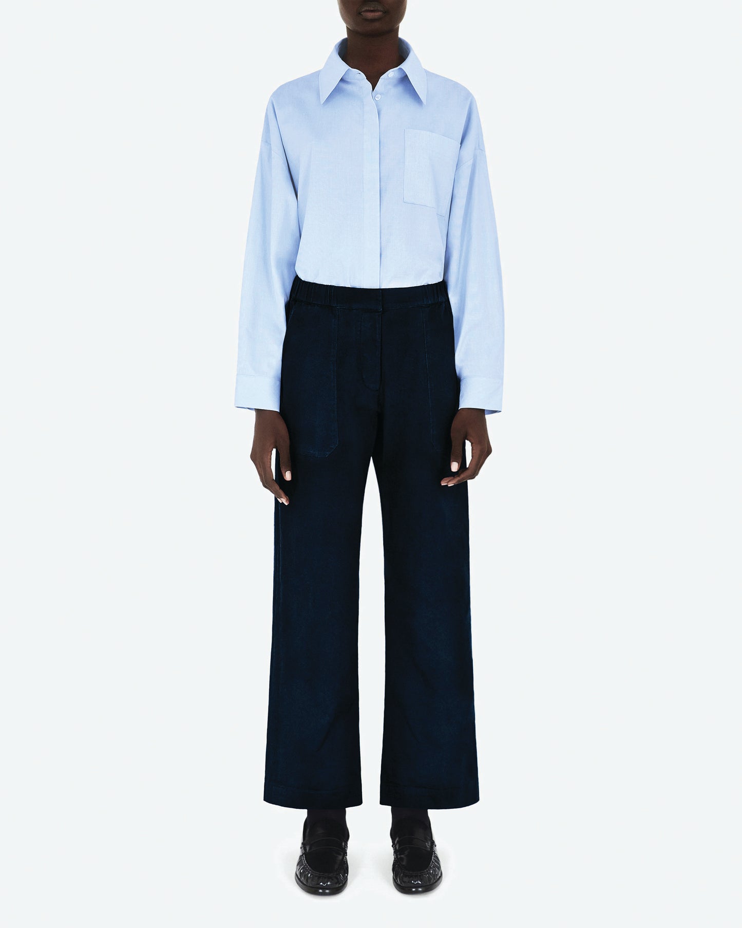 Brushed Cotton Navy Blue Worker Pant