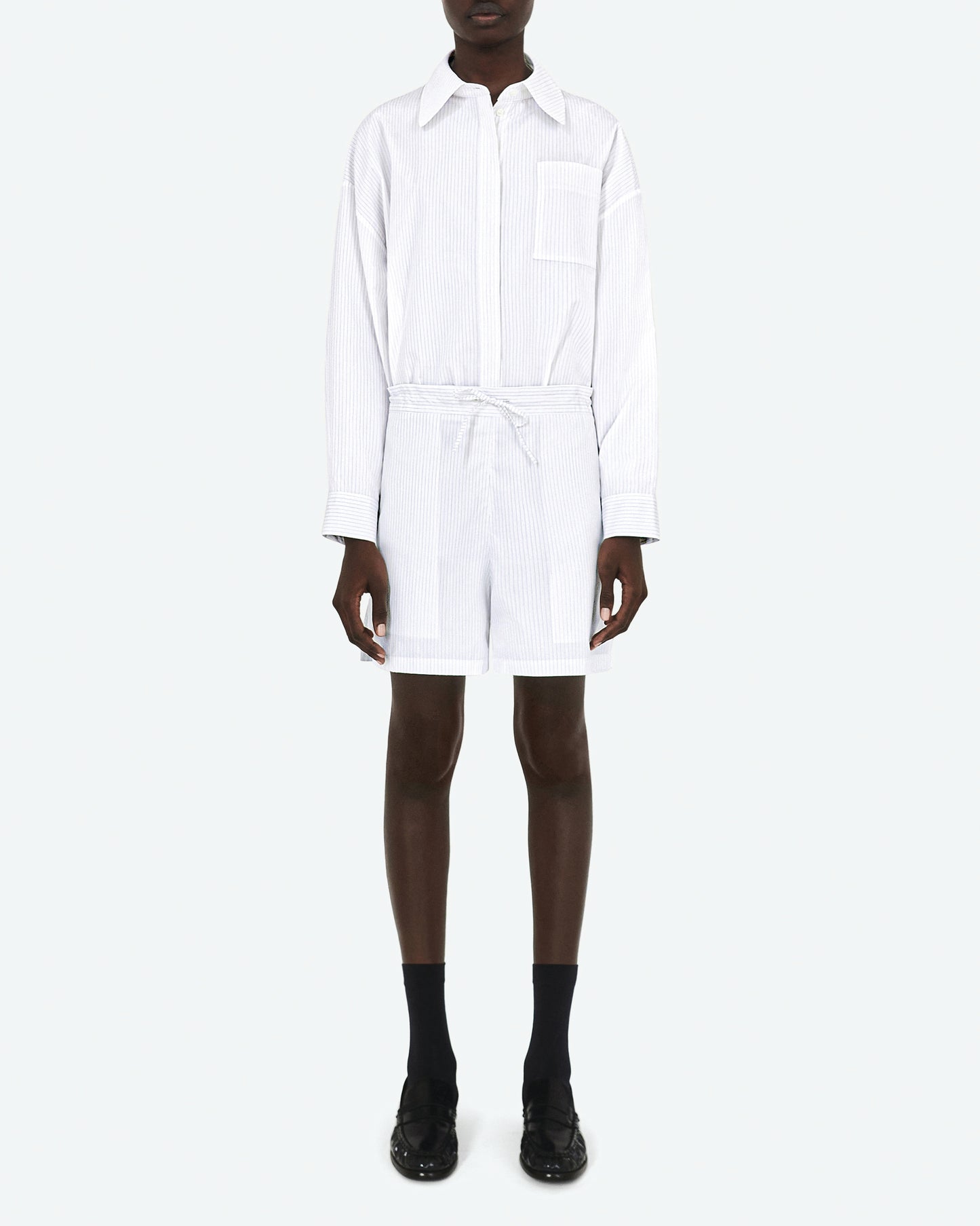 Pin Stripe Poplin Drawstring Short