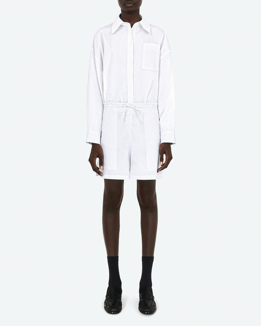 Pin Stripe Poplin Drawstring Short