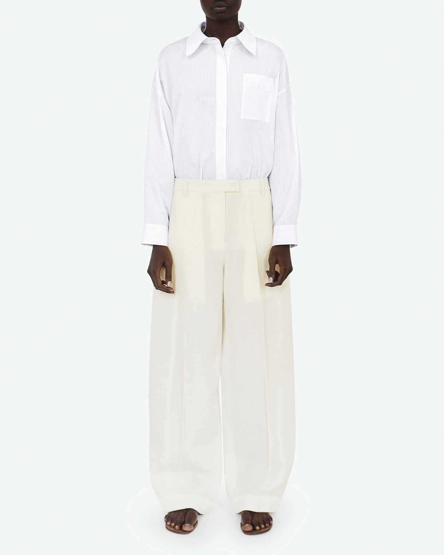 Silk and Viscose Canvas Wide Pant