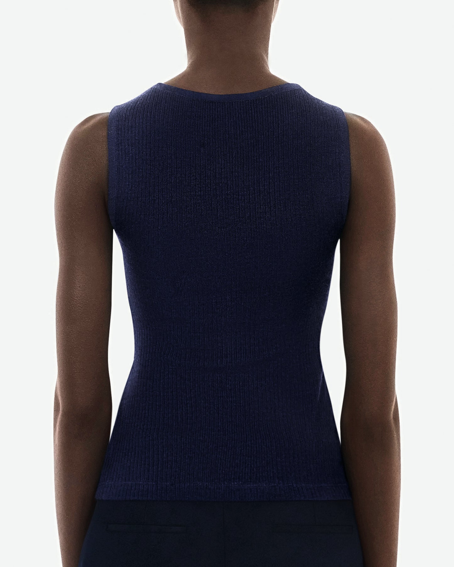 Silk and Cashmere Navy Blue Tank Top
