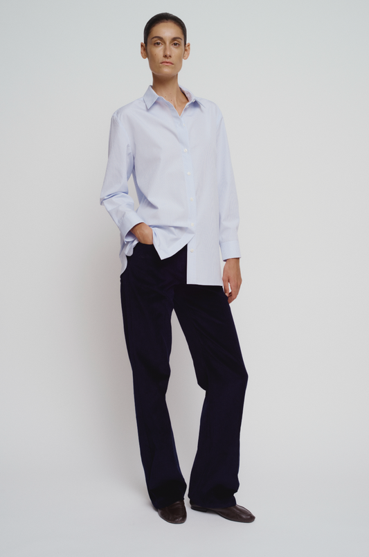 Straight long cotton shirt