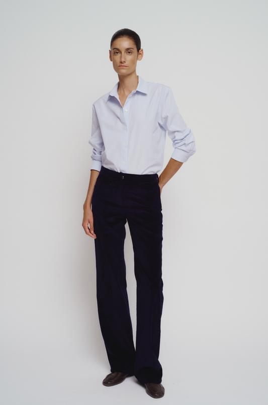 Five pocket corduroy pant in navy blue