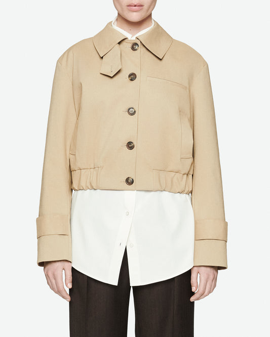 Beige water repellant cotton jacket