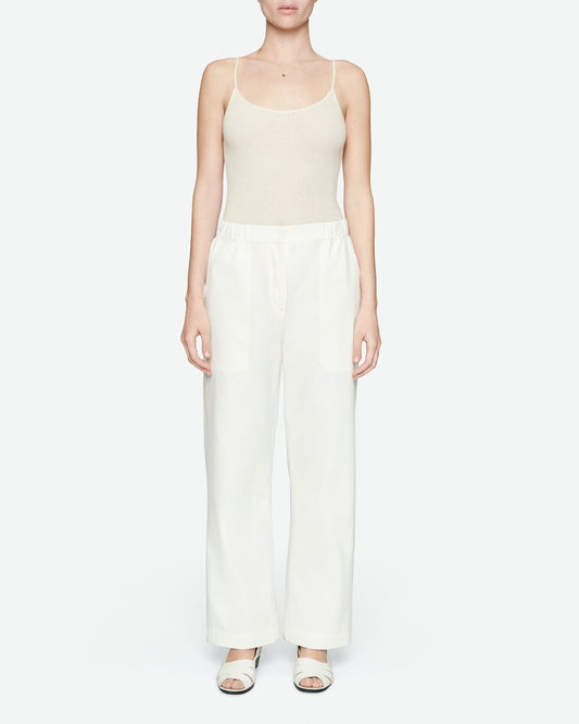 Ecru poplin herringbone cargo pants