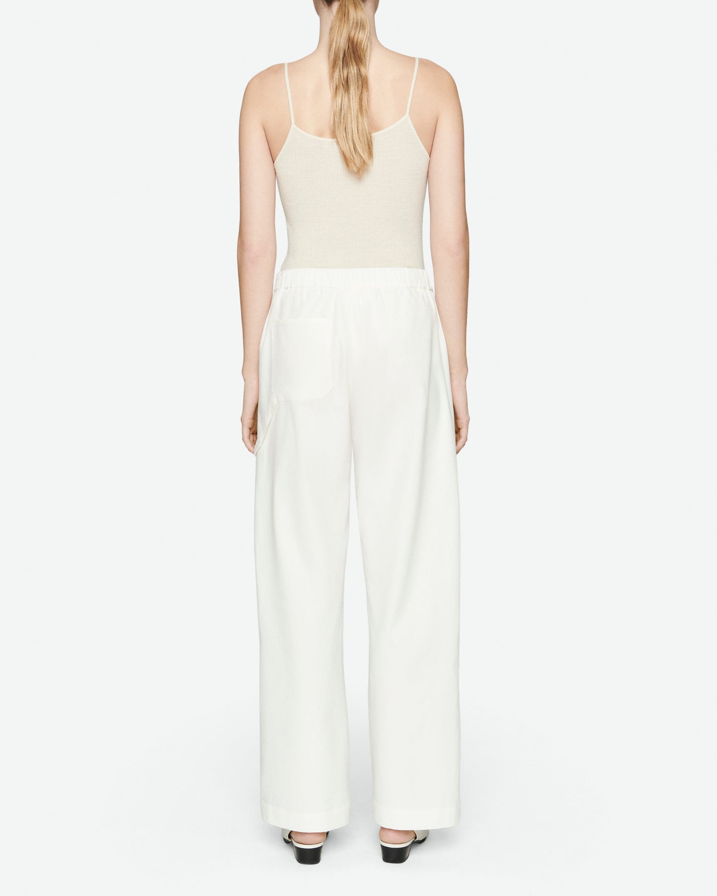 Ecru poplin herringbone cargo pants