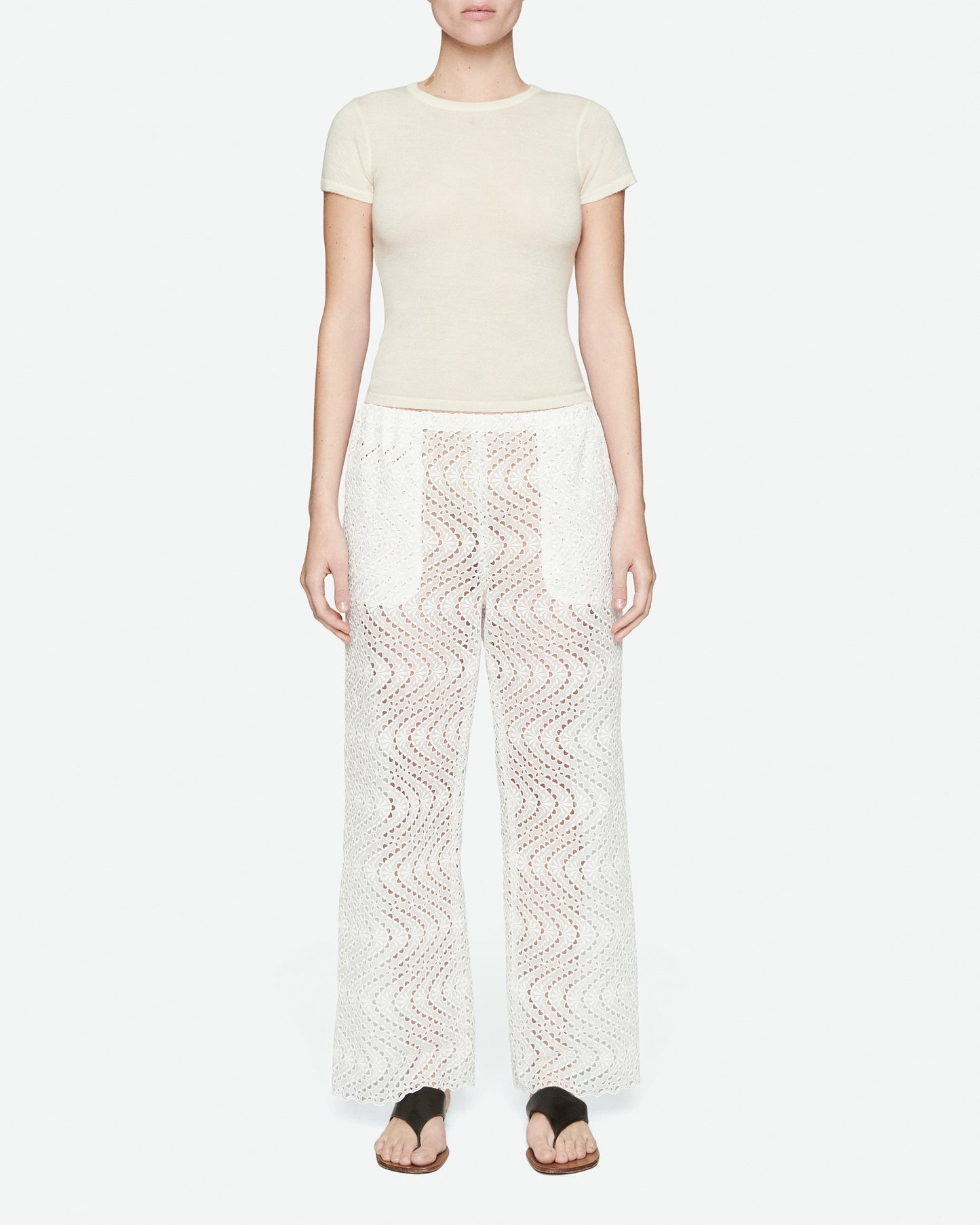 Broderie anglaise cotton pants
