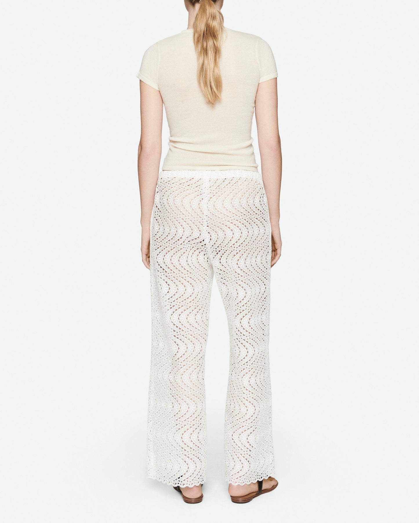 Broderie anglaise cotton pants