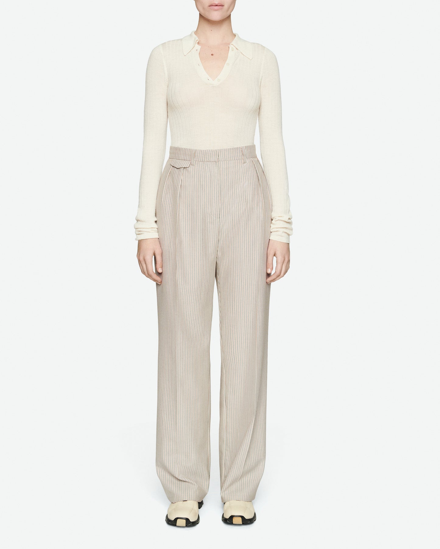 Thin striped virgin wool pants