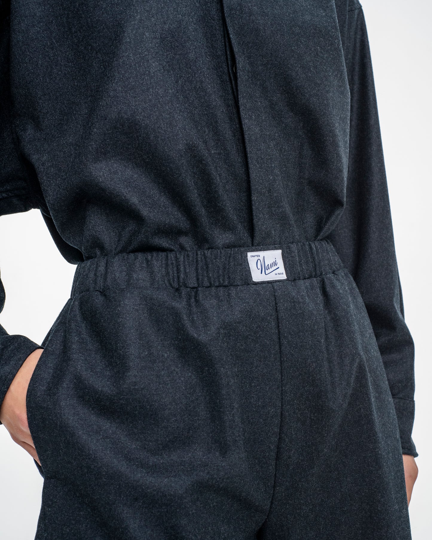 Wool Flannel Boxer Short in Dark Grey