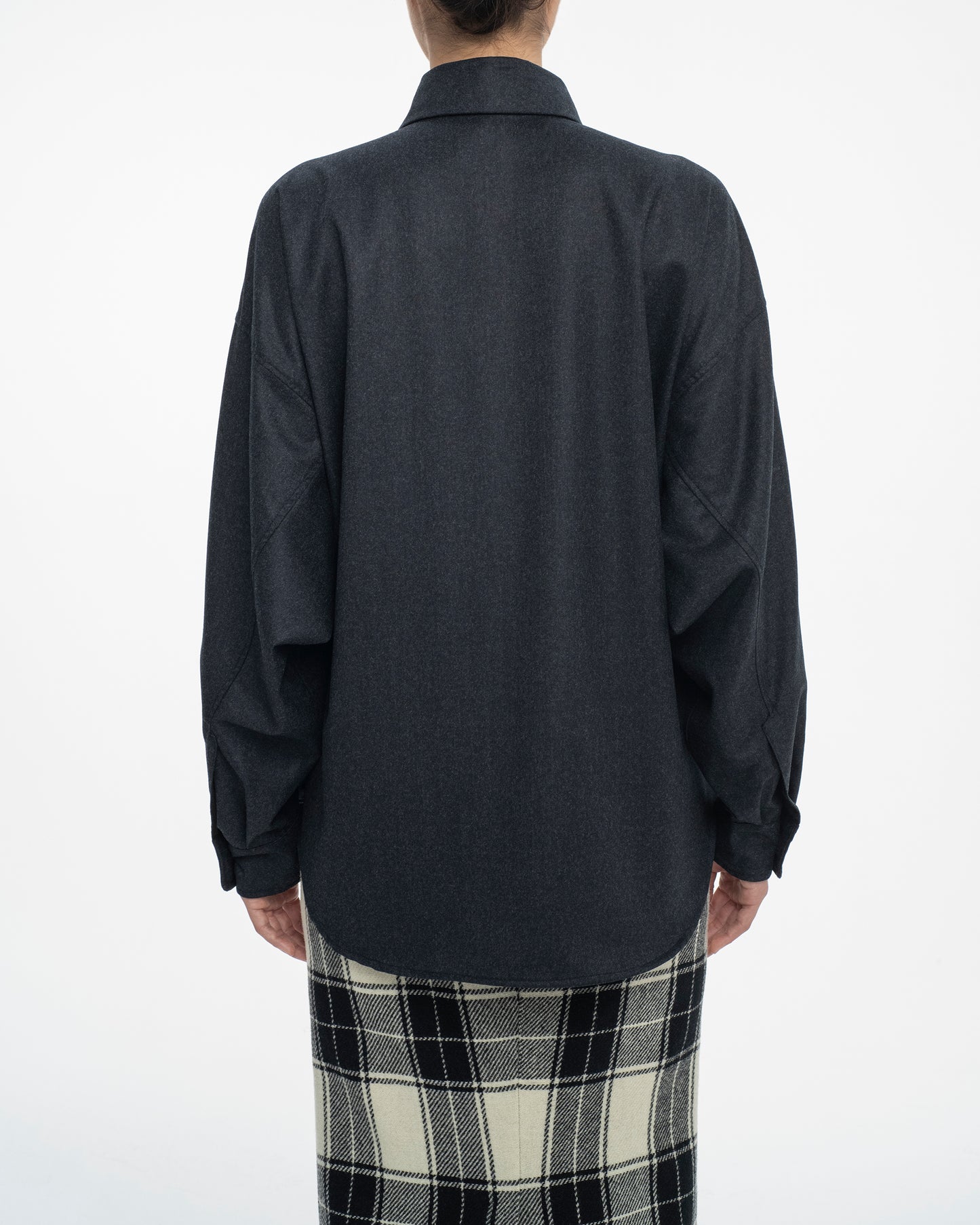 Oversized Wool Flannel Shirt in Dark Grey