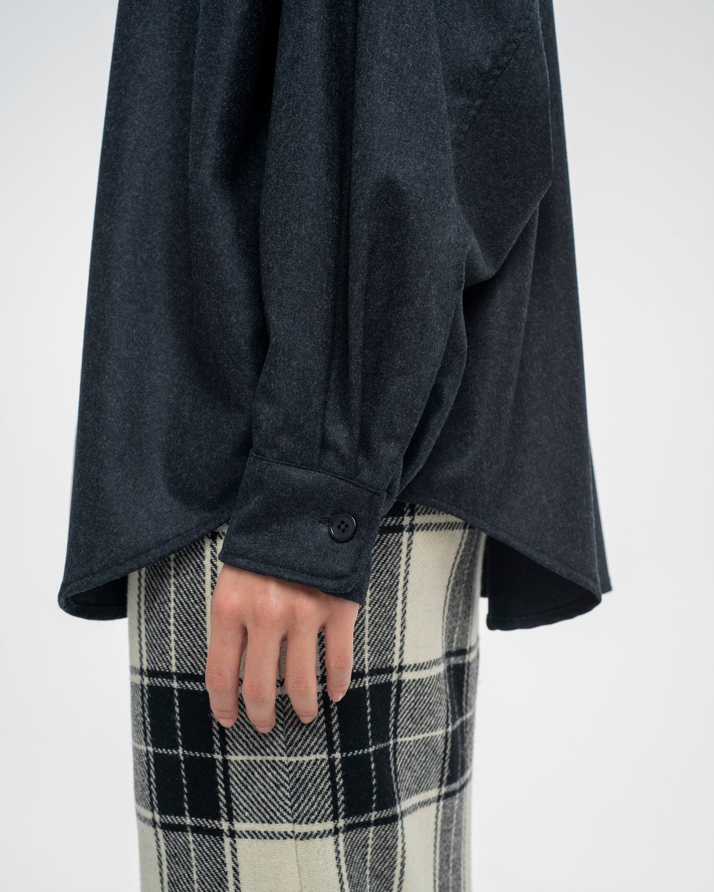 Oversized Wool Flannel Shirt in Dark Grey