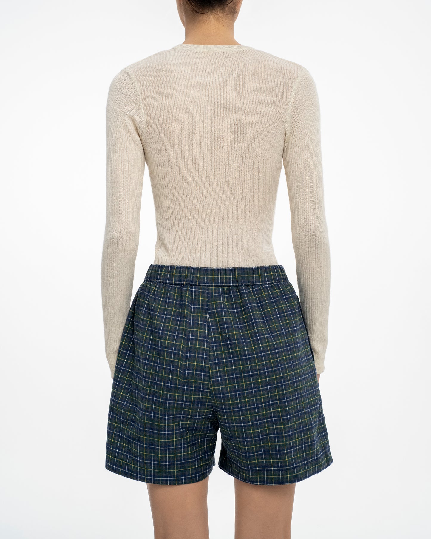 Second-Skin Ribbed Silk and Cashmere Long-Sleeve Top in Cream