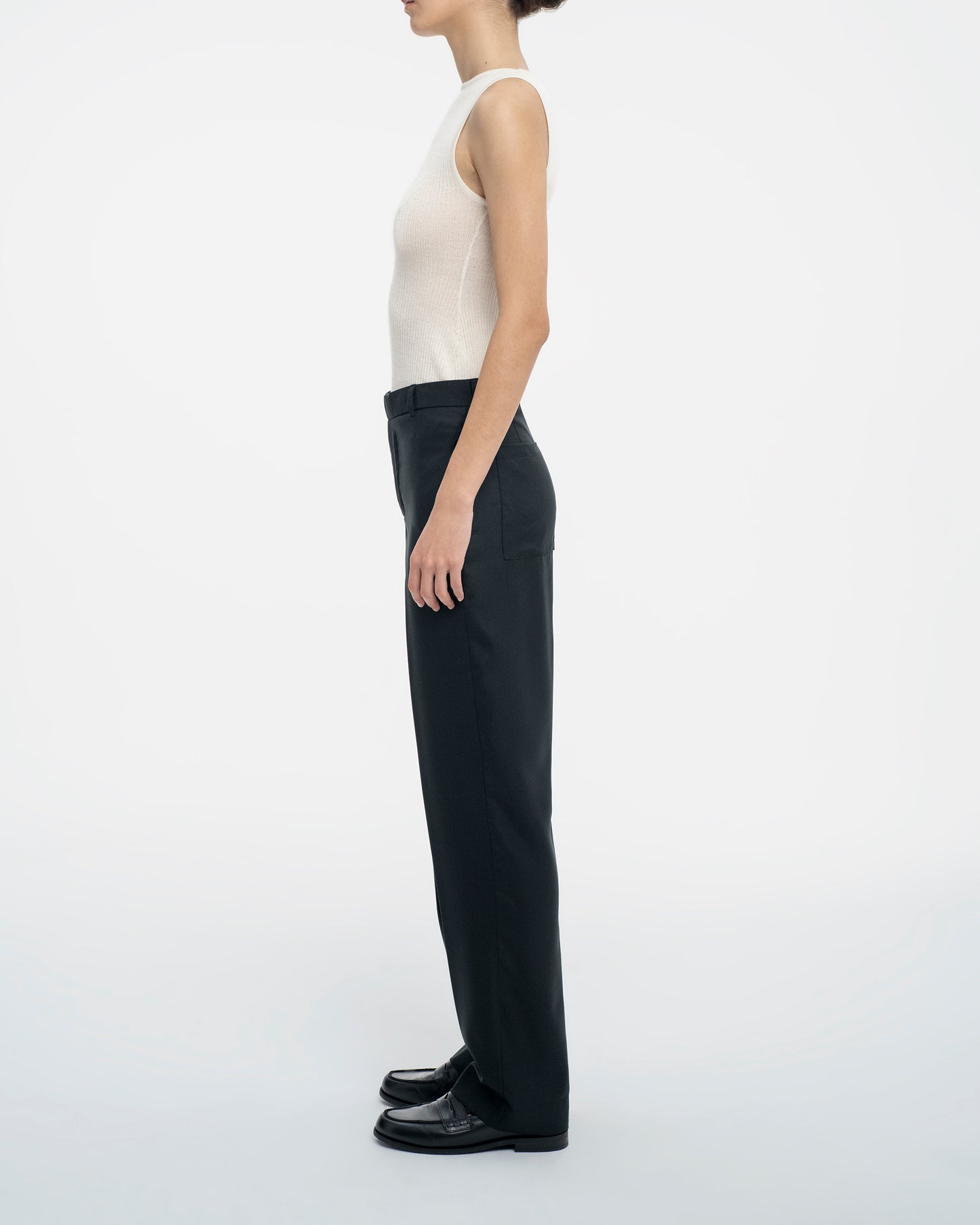 Lightweight Silk and Cashmere Woven Pants in Deep Green