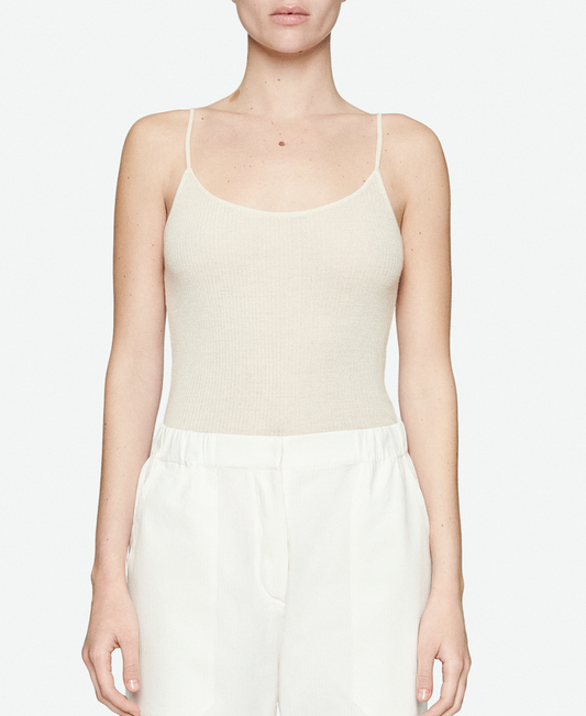 Cream silk and cashmere tank top