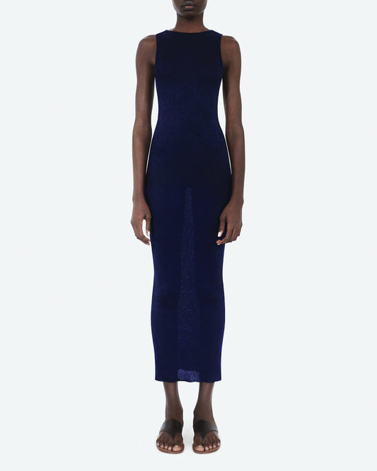 Silk and Cashmere Navy Blue Dress