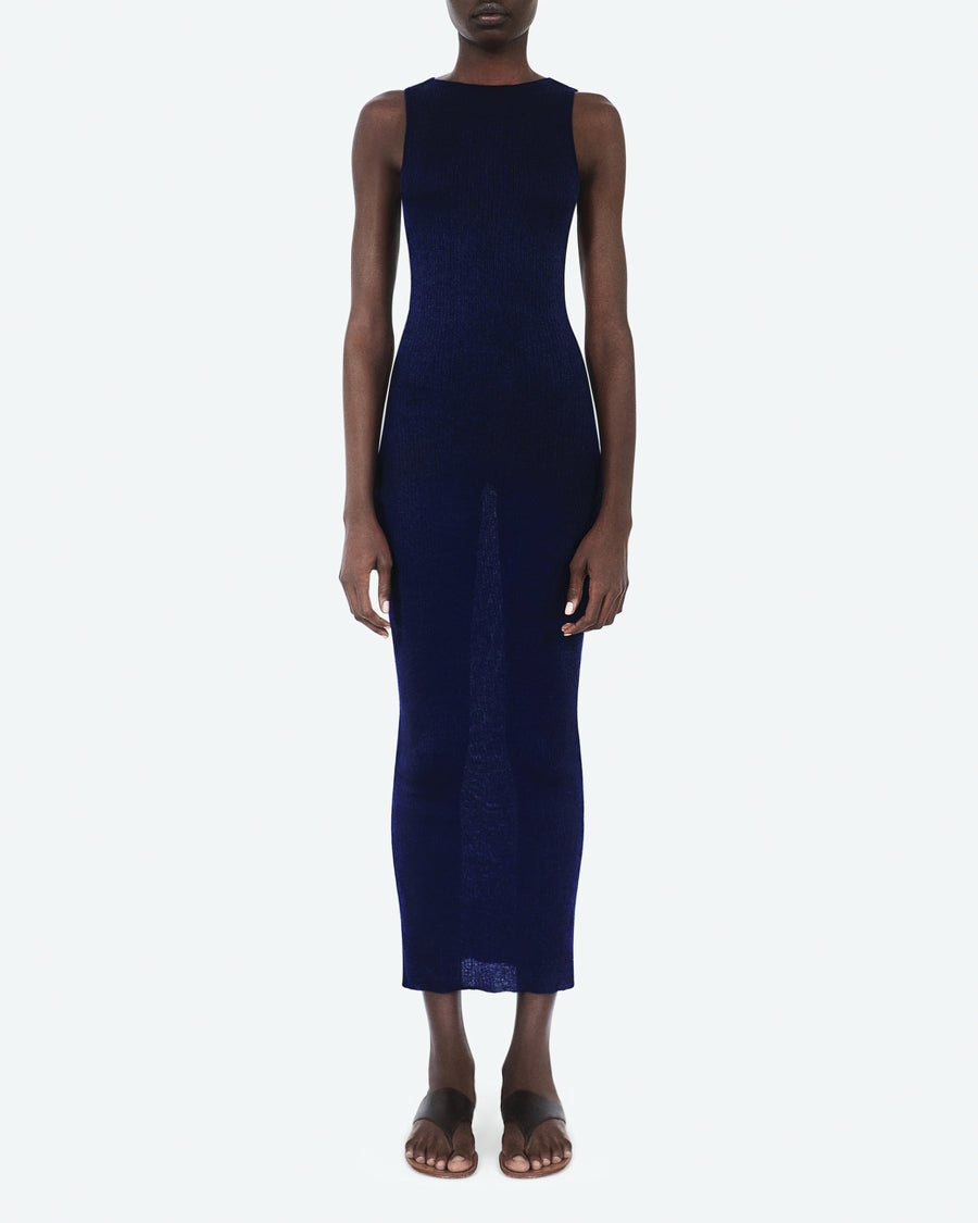 Silk and Cashmere Navy Blue Dress