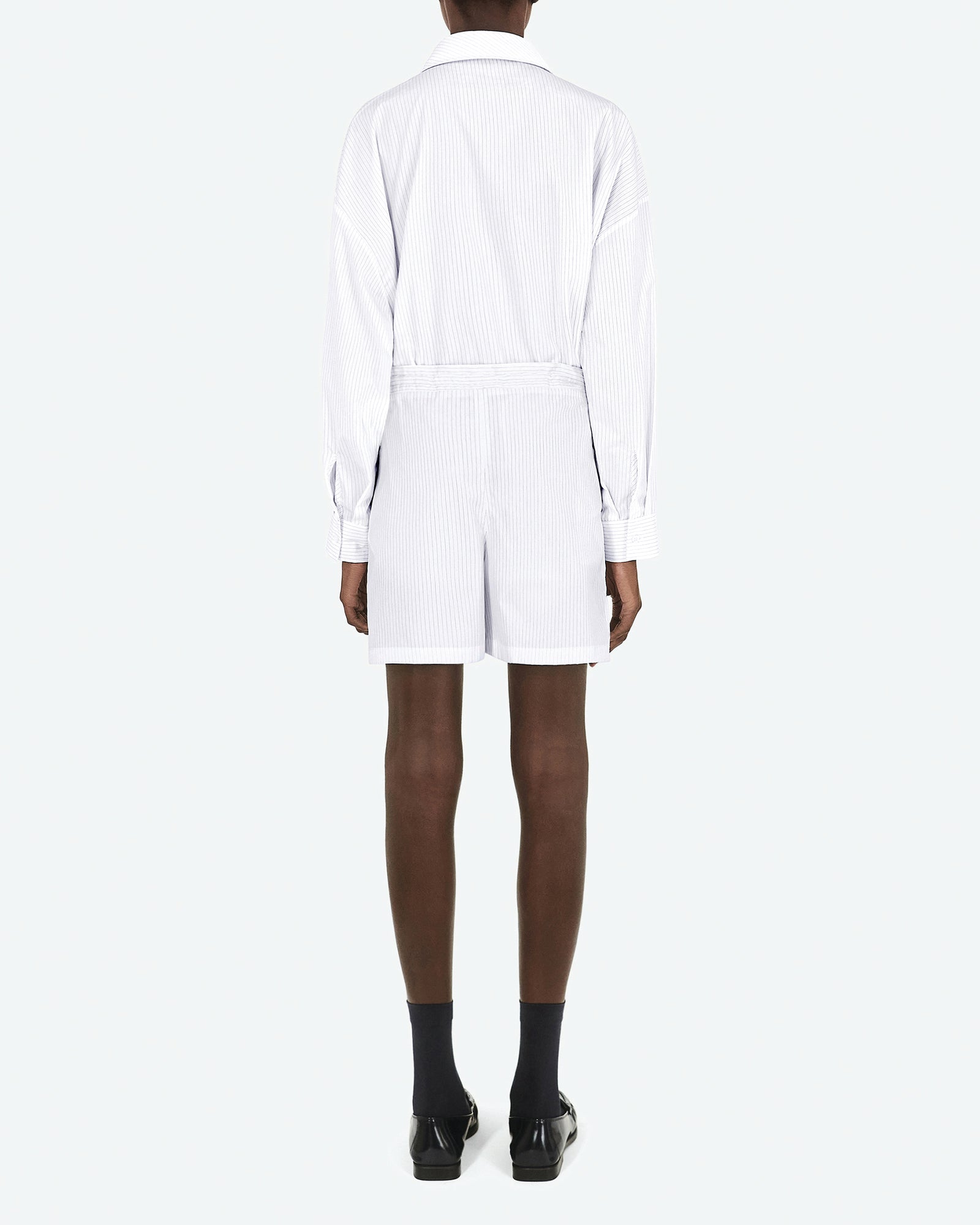 Pin Stripe Poplin Drawstring Short