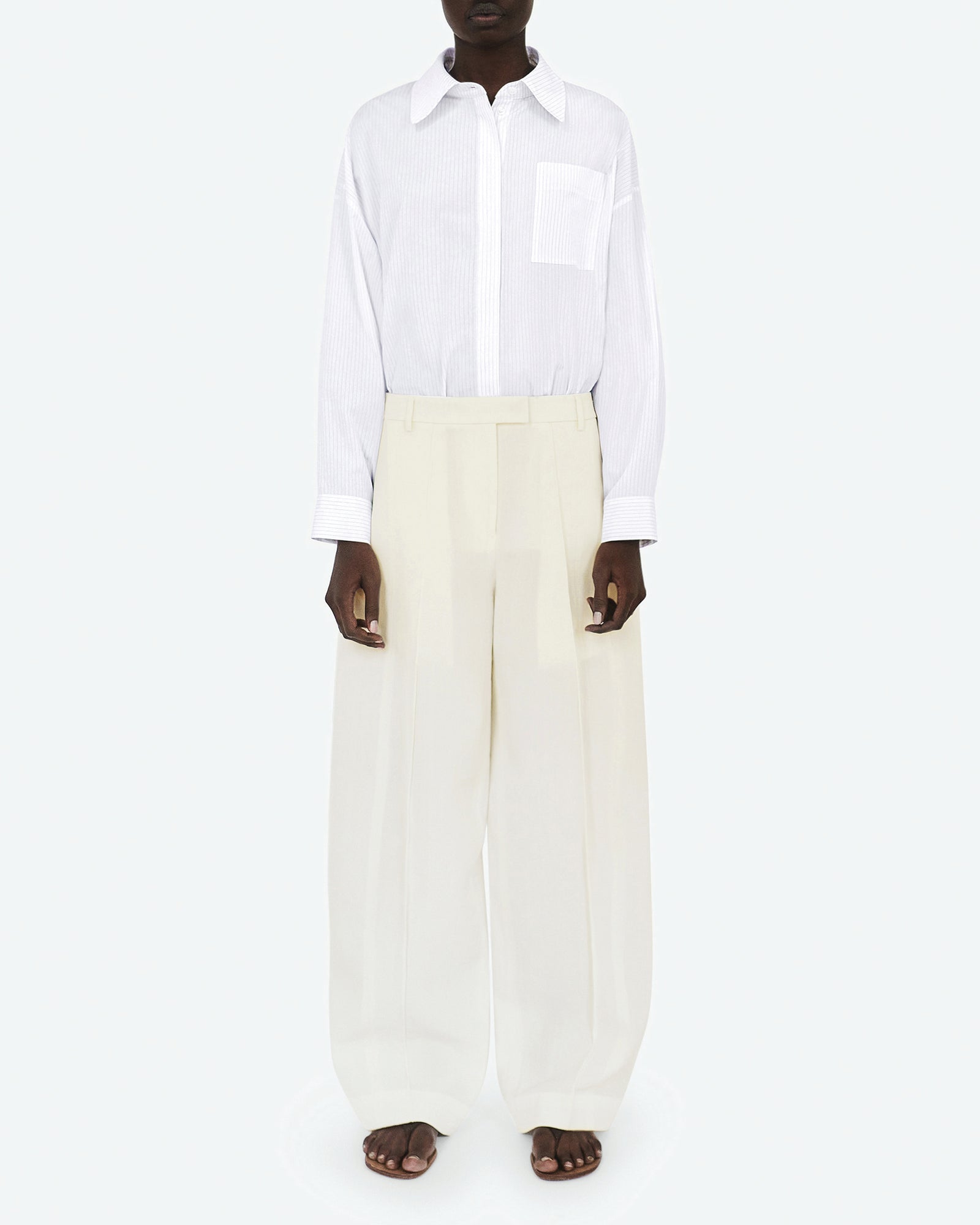 Silk and Viscose Canvas Wide Pant