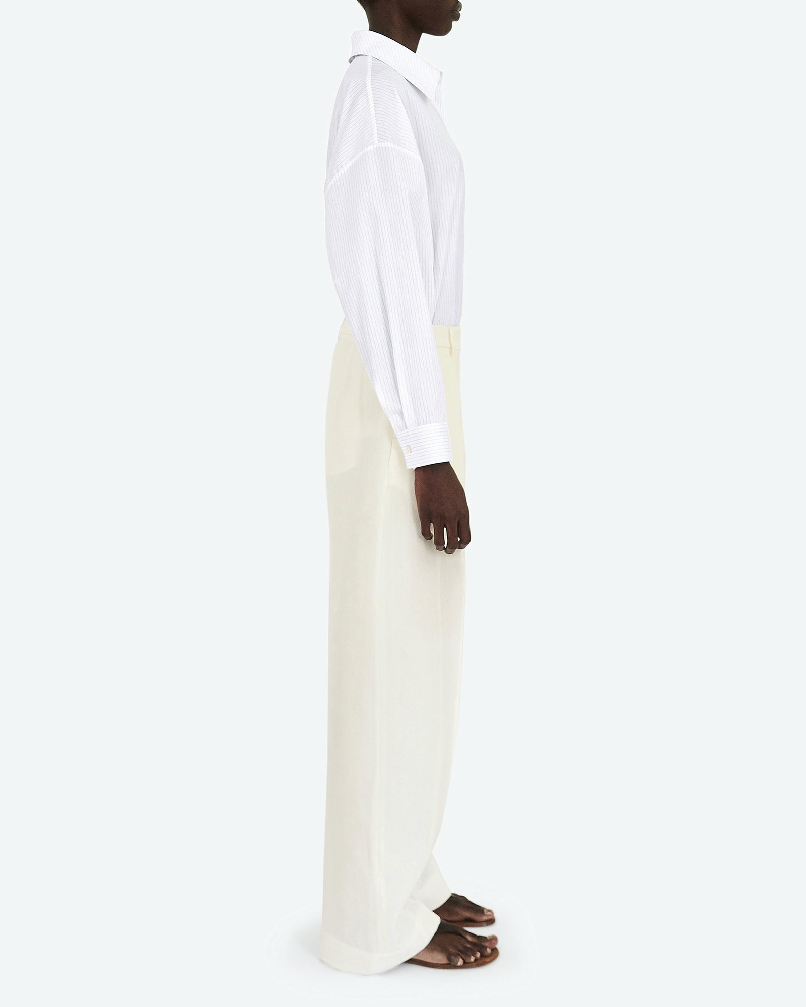 Silk and Viscose Canvas Wide Pant