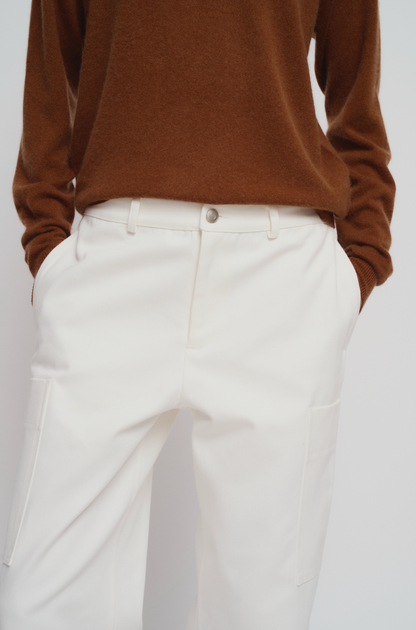 Cargo pants in white denim