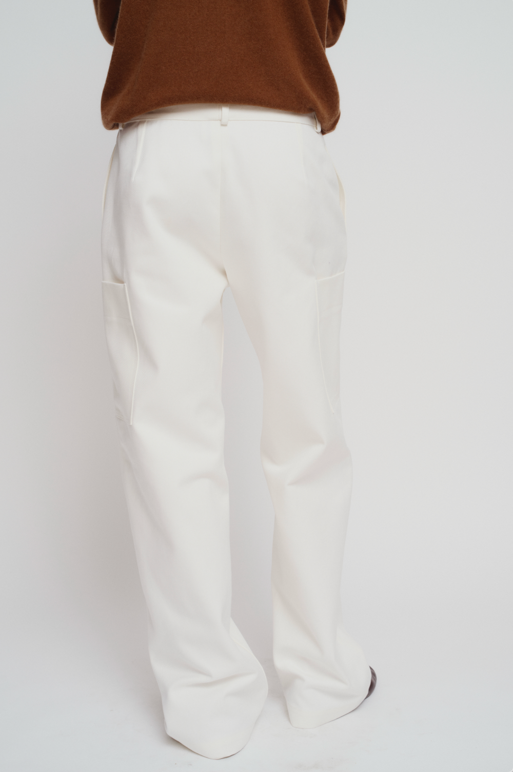 Cargo pants in white denim