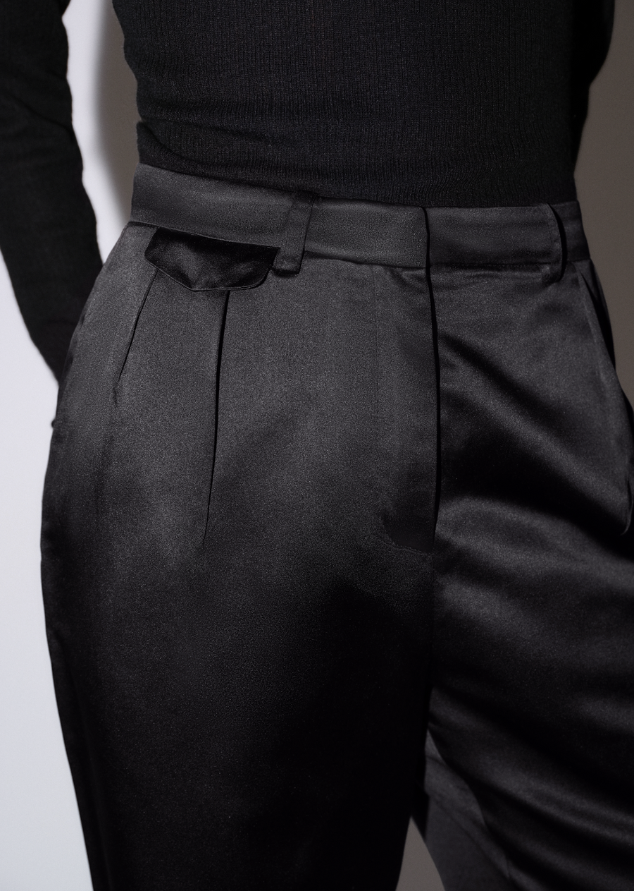 Silk satin tailored pants