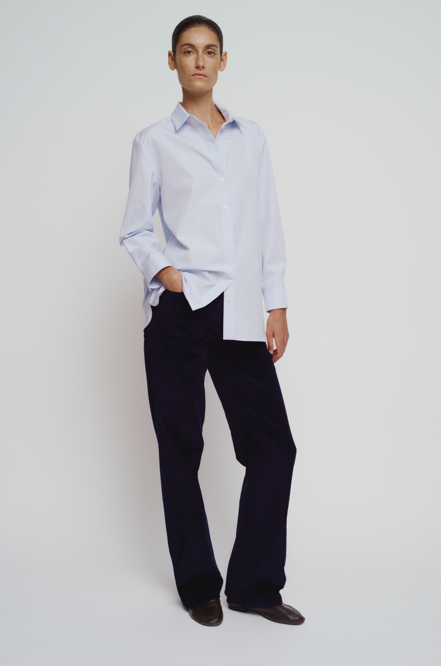 Straight long cotton shirt