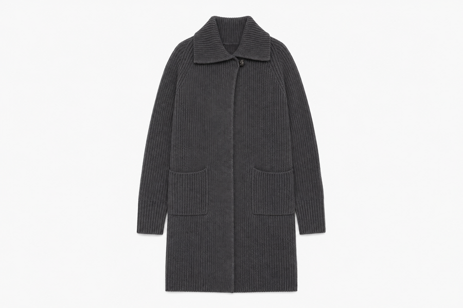 Long Cardigan Catherine in Grey wool