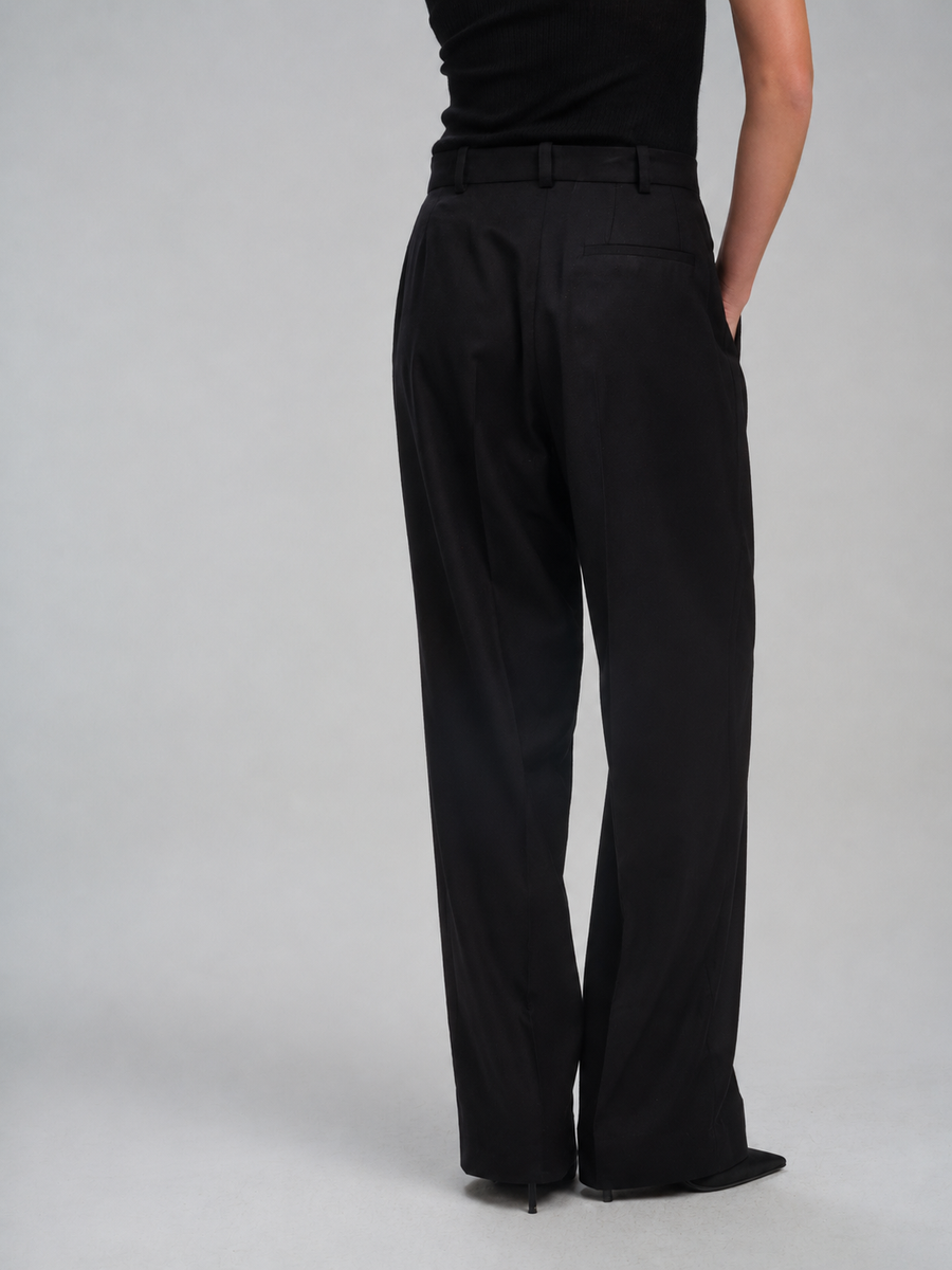 Pants Paisley in Black brushed wool flannel
