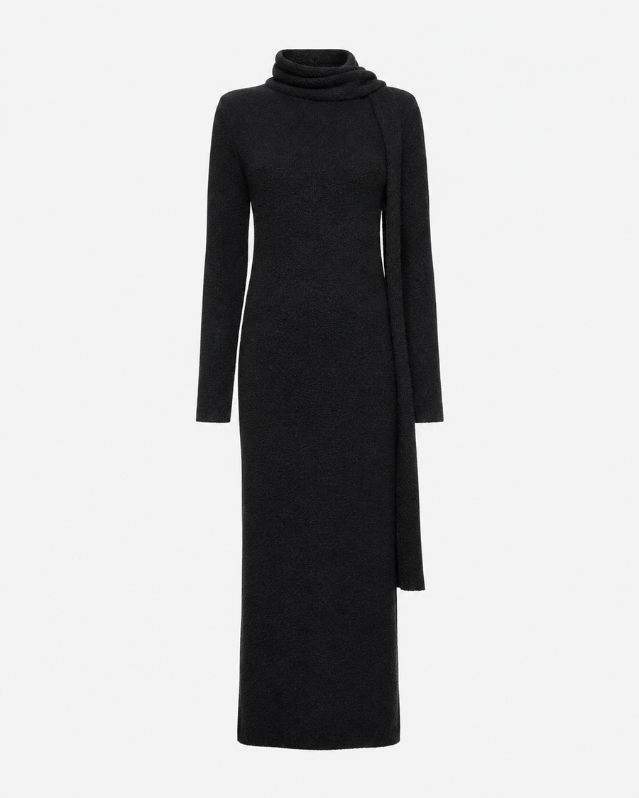 Scarves Dress Claire in Black bouclé knit