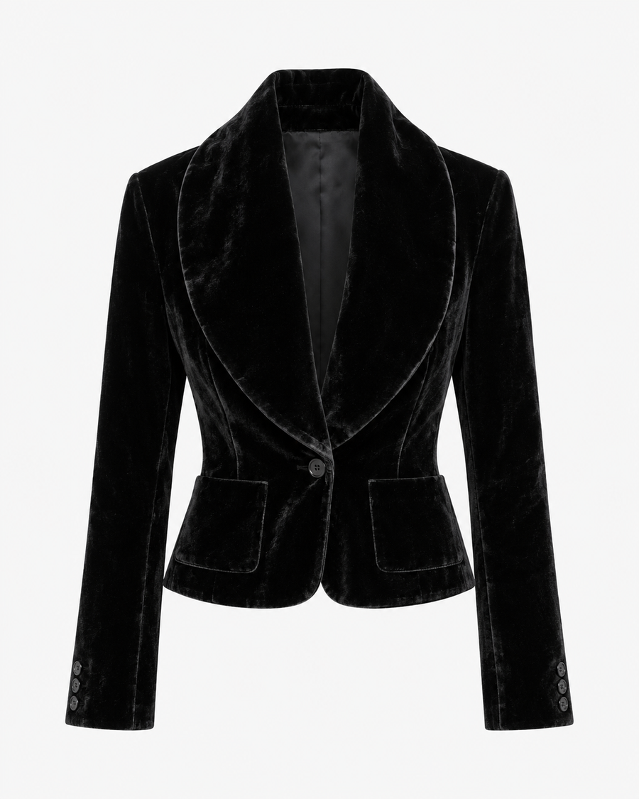 Jacket Shawl Natasha in Black velvet