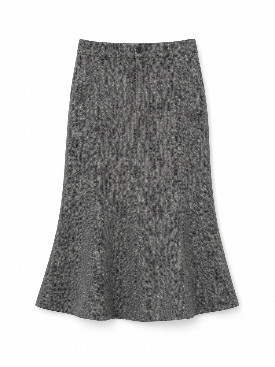 Skirt Turnaround in tweed merino wool