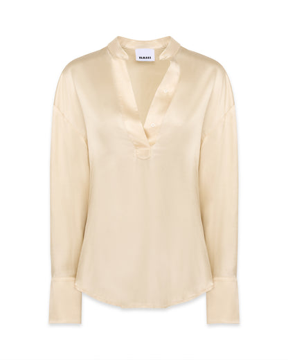 Night gown inspired liquid gold tunic