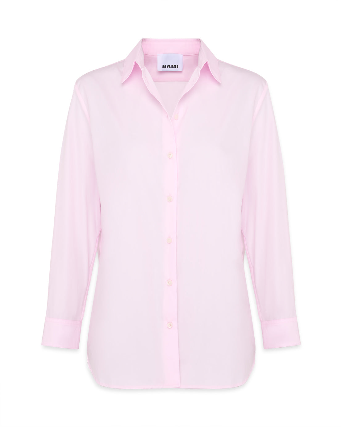 Straight shirt in pale pink popeline
