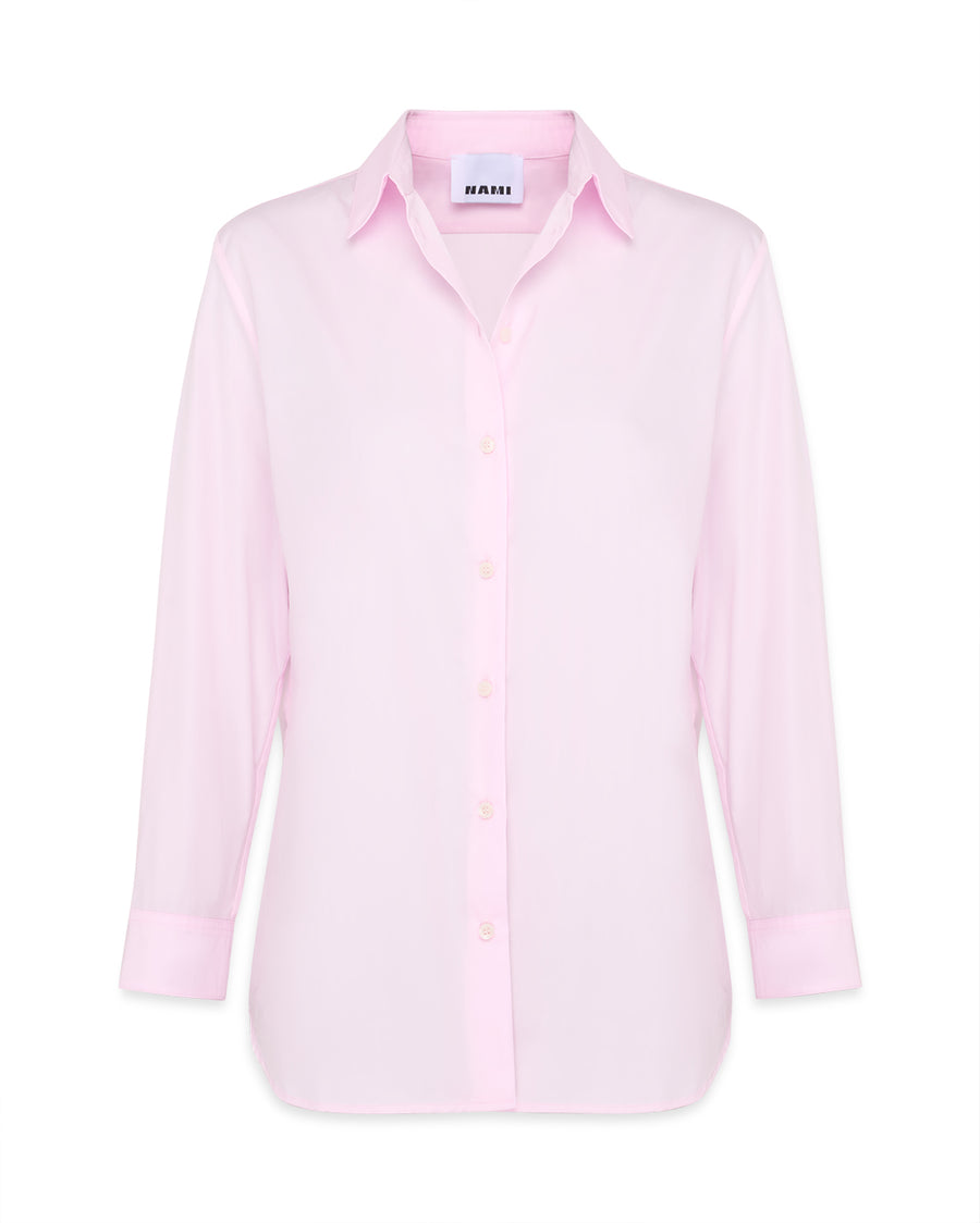 Straight shirt in pale pink popeline