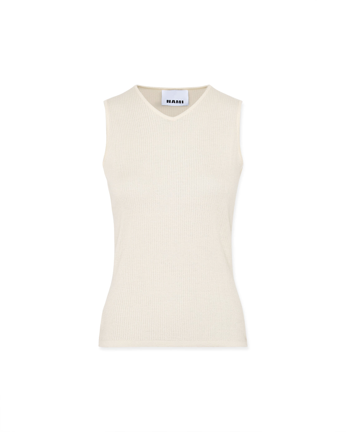 Second-skin V-neck tank top in cream