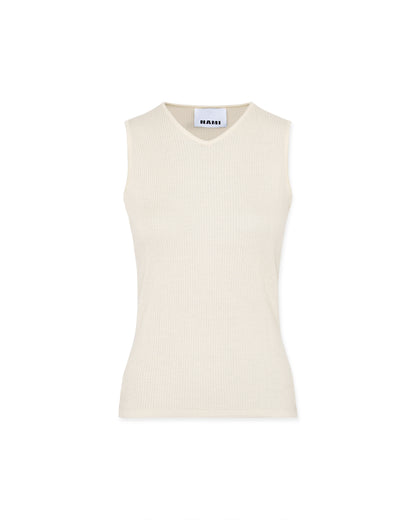 Second-skin V-neck tank top in cream