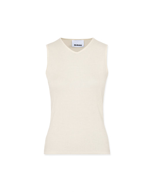 Second-skin V-neck tank top in cream