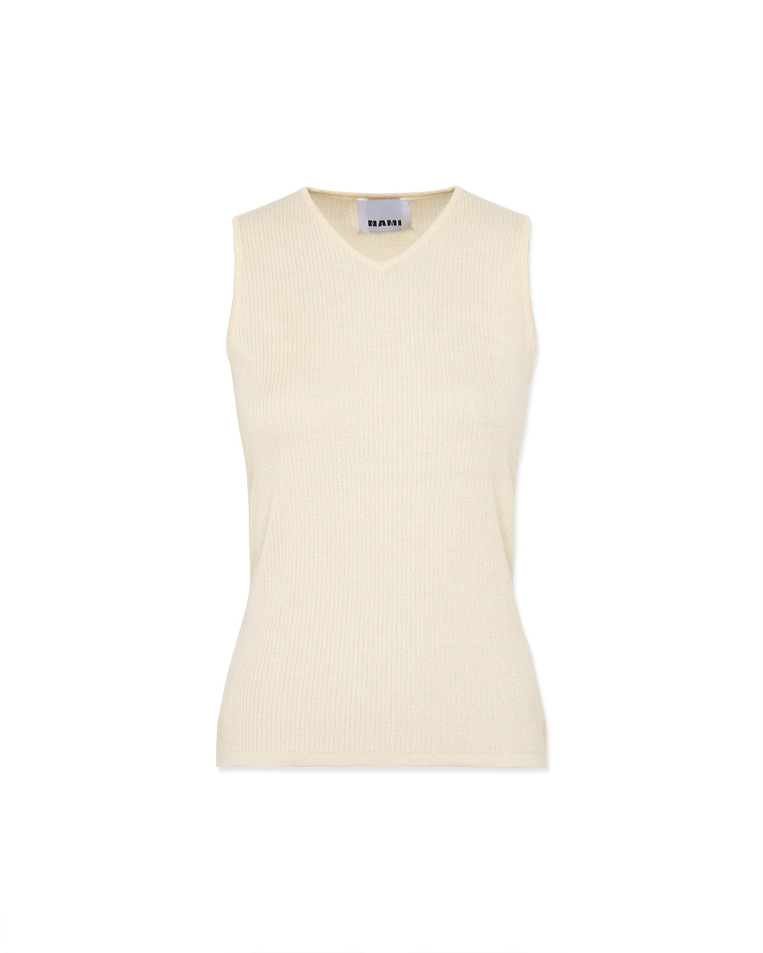 Second-skin V-neck tank top in butter yellow