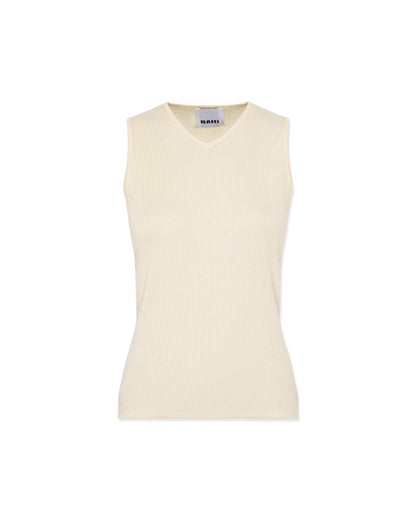 Second-skin V-neck tank top in butter yellow