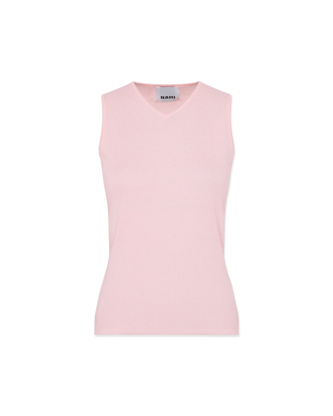 Second-skin V-neck tank top in pale pink