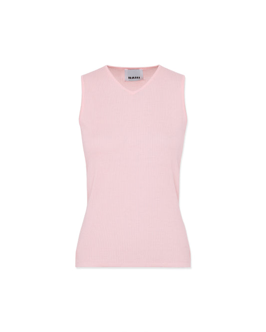 Second-skin V-neck tank top in pale pink