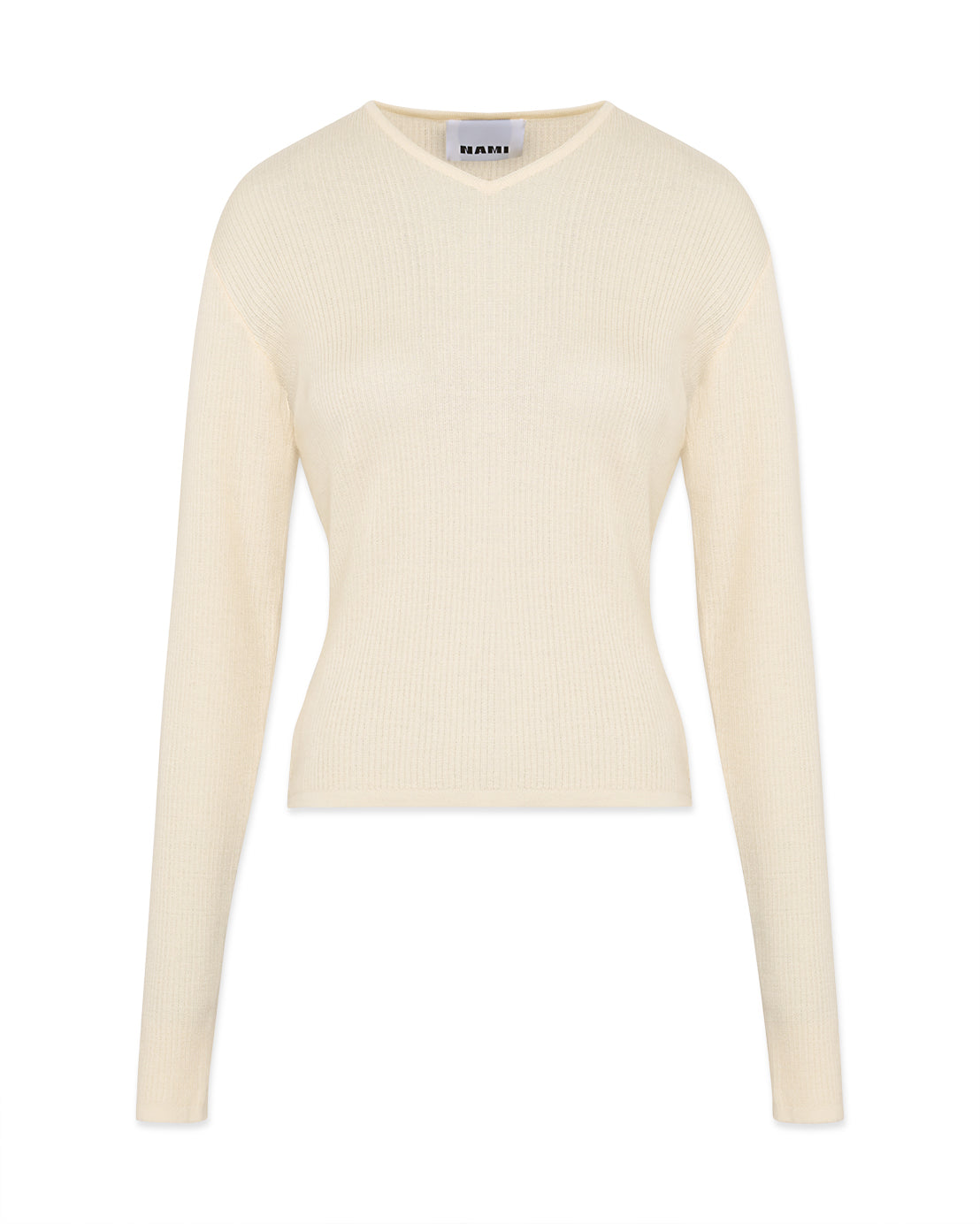 Second-skin long sleeve v-neck top in butter yellow