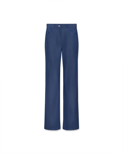 Chambray cotton five pocket pants
