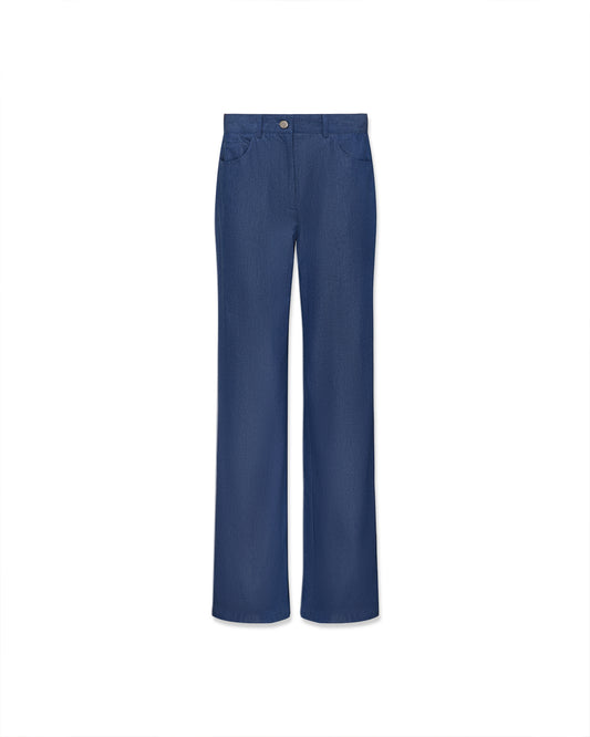 Chambray cotton five pocket pants