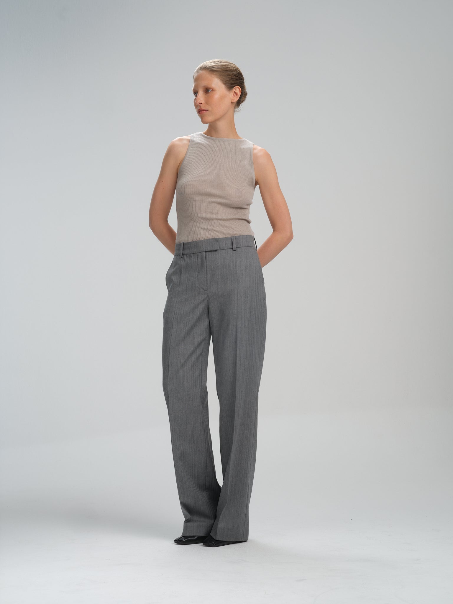 Second Skin tank top in pale grey