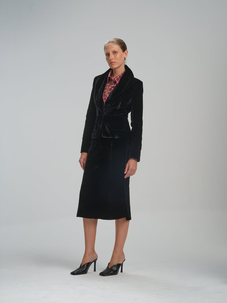 Jacket Shawl Natasha in Black velvet